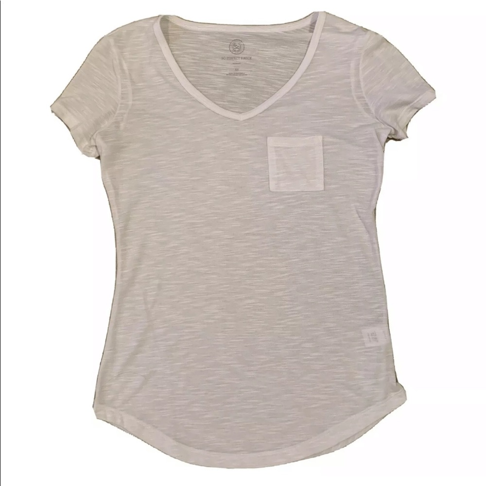 Womens V-Neck White Short Sleeve TShirt -NEVERWORN
